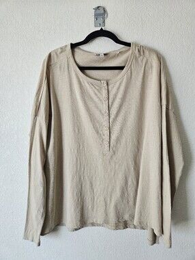 Toad&Co Beige Long Sleeve Henley Tee